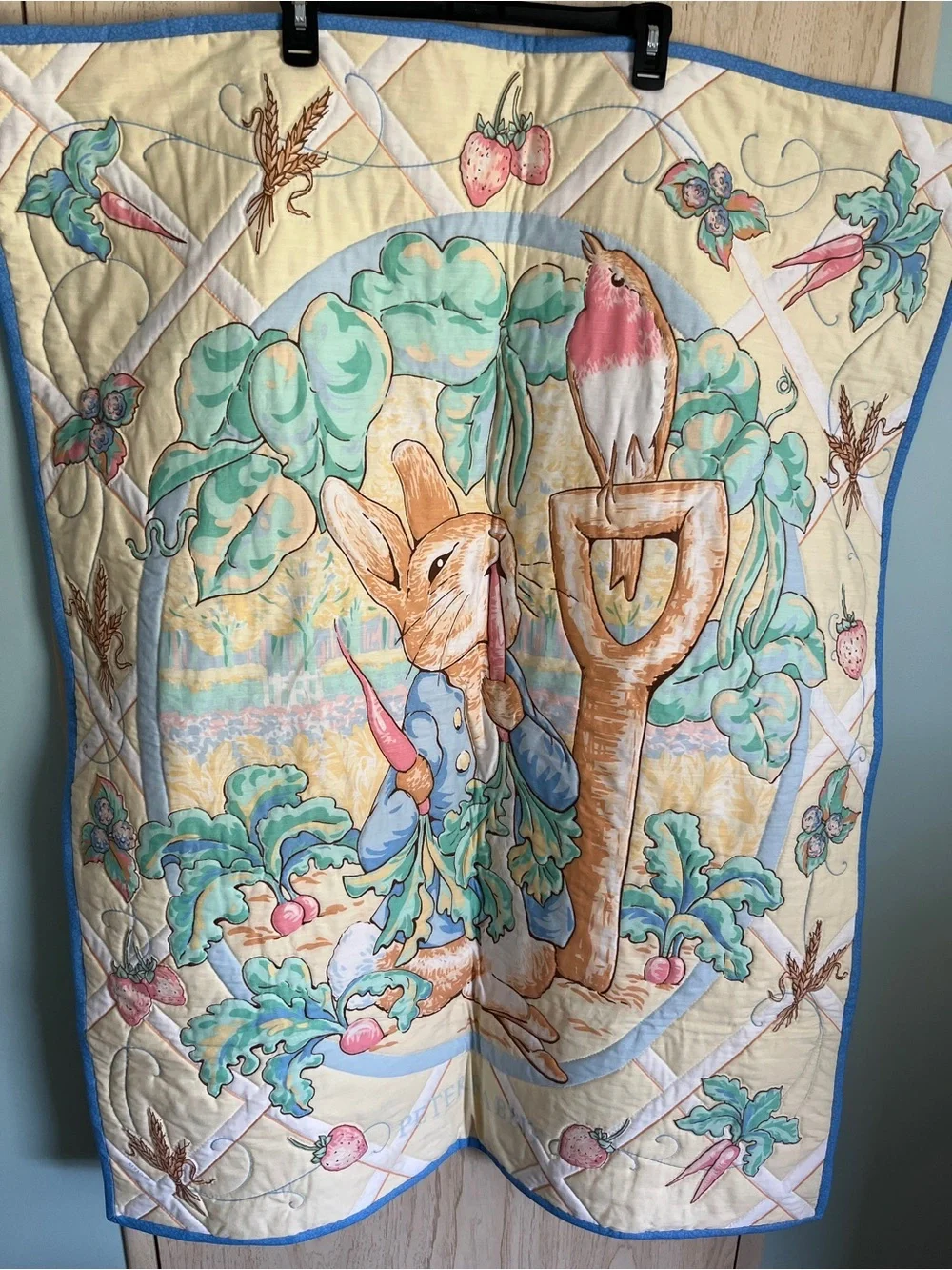 Vintage Peter Rabbit Baby Handmade Blanket Quilt 1997